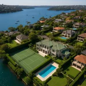 High-quality, sophisticated image depicting competitive Sydney property auctions and luxury homes, relevant to Australian real estate insights.
