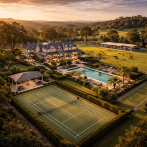 High-quality, sophisticated image depicting a luxury Sydney harbourfront home with expansive water views, representing premium Australian real estate insights.
