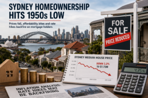 falling Sydney house prices, reduced homeownership and interest rate pressure in the Australian property market. rodney mcloughlin. tbas buyers agents