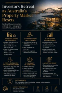 Sydney’s changing property market, with premium housing representing investor retreat, buyer opportunities and rental pressure. rodney mcloughlin. tbas buyers agents