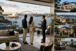 luxury Sydney harbourfront residence overlooking the water, representing premium Australian real estate during changing market conditions. rodney mcloughlin tbas buyers agents